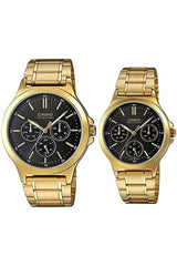 His & Her Analog Quartz Stainless Steel Couple Watch MTP/LTP-V300G-1AUDF
