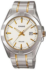 His & Her For Unisex White Dial Stainless Steel Band Couple Watch - MTP/LTP-1308SG-7A