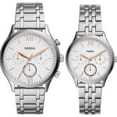 FOSSIL FENMORE MULTIFUNCTION STAINLESS STEEL WATCH GIFT SET CHRONO WATCHES COUPLE WATCHES BQ2468SET