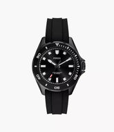 Dalton Three-Hand Black Silicone Watch