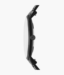 Minimalist Slim Three-Hand Black Stainless Steel Watch