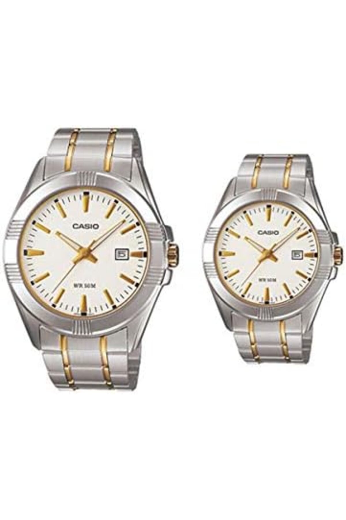 His & Her For Unisex White Dial Stainless Steel Band Couple Watch - MTP/LTP-1308SG-7A