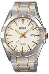 His & Her For Unisex White Dial Stainless Steel Band Couple Watch - MTP/LTP-1308SG-7A