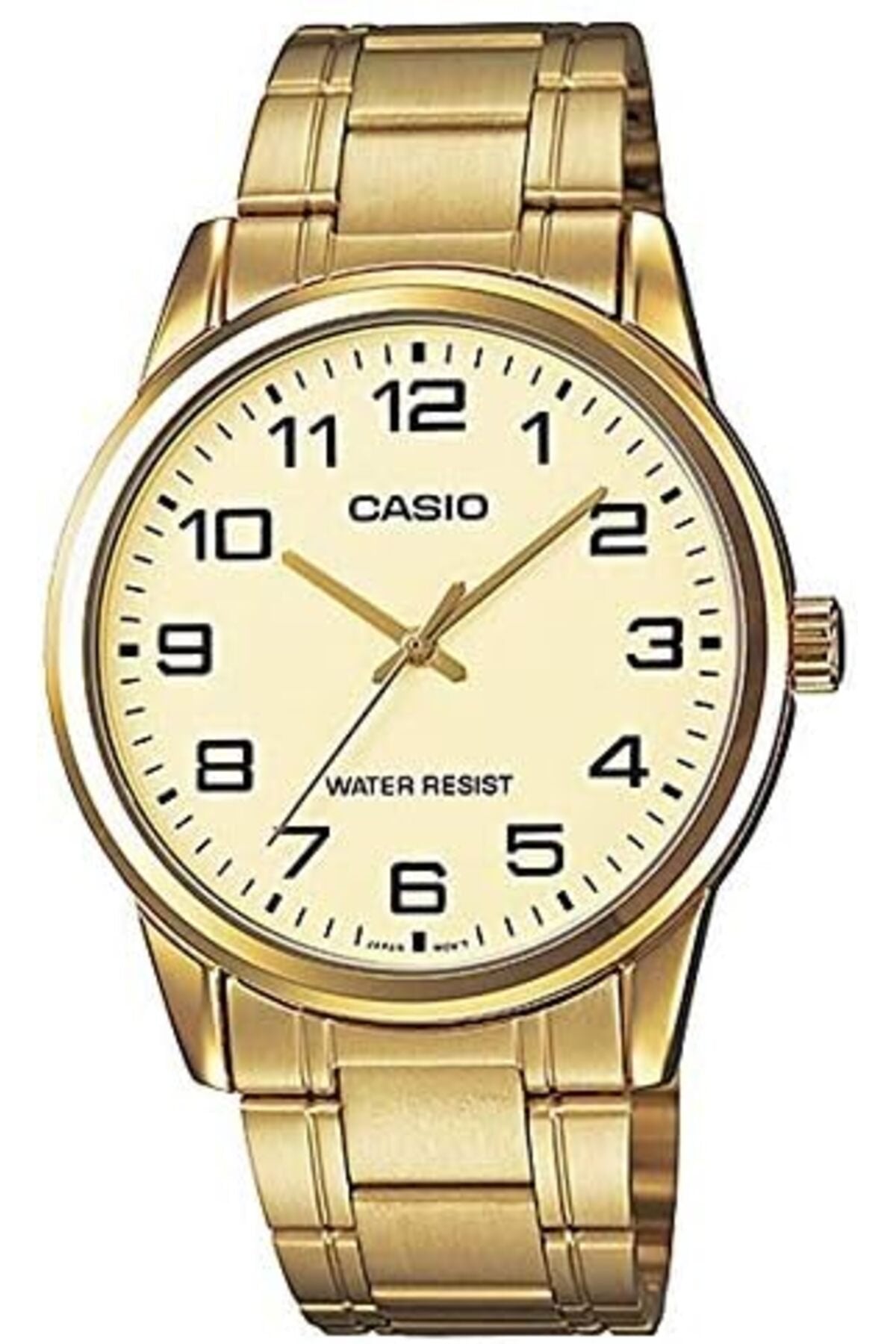 His & Her Gold Dial Stainless Steel Band Couple Watch - MTP/LTP-V001G-9BUDF