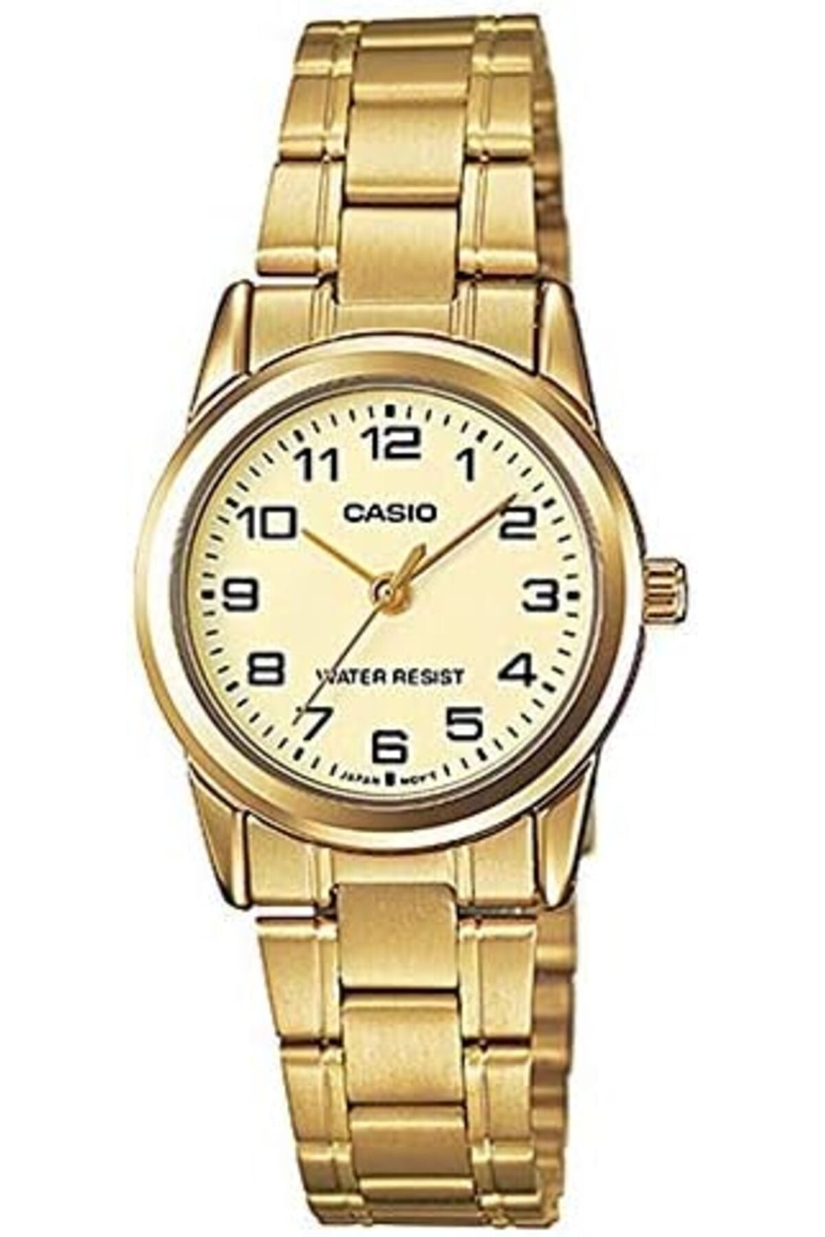 His & Her Gold Dial Stainless Steel Band Couple Watch - MTP/LTP-V001G-9BUDF
