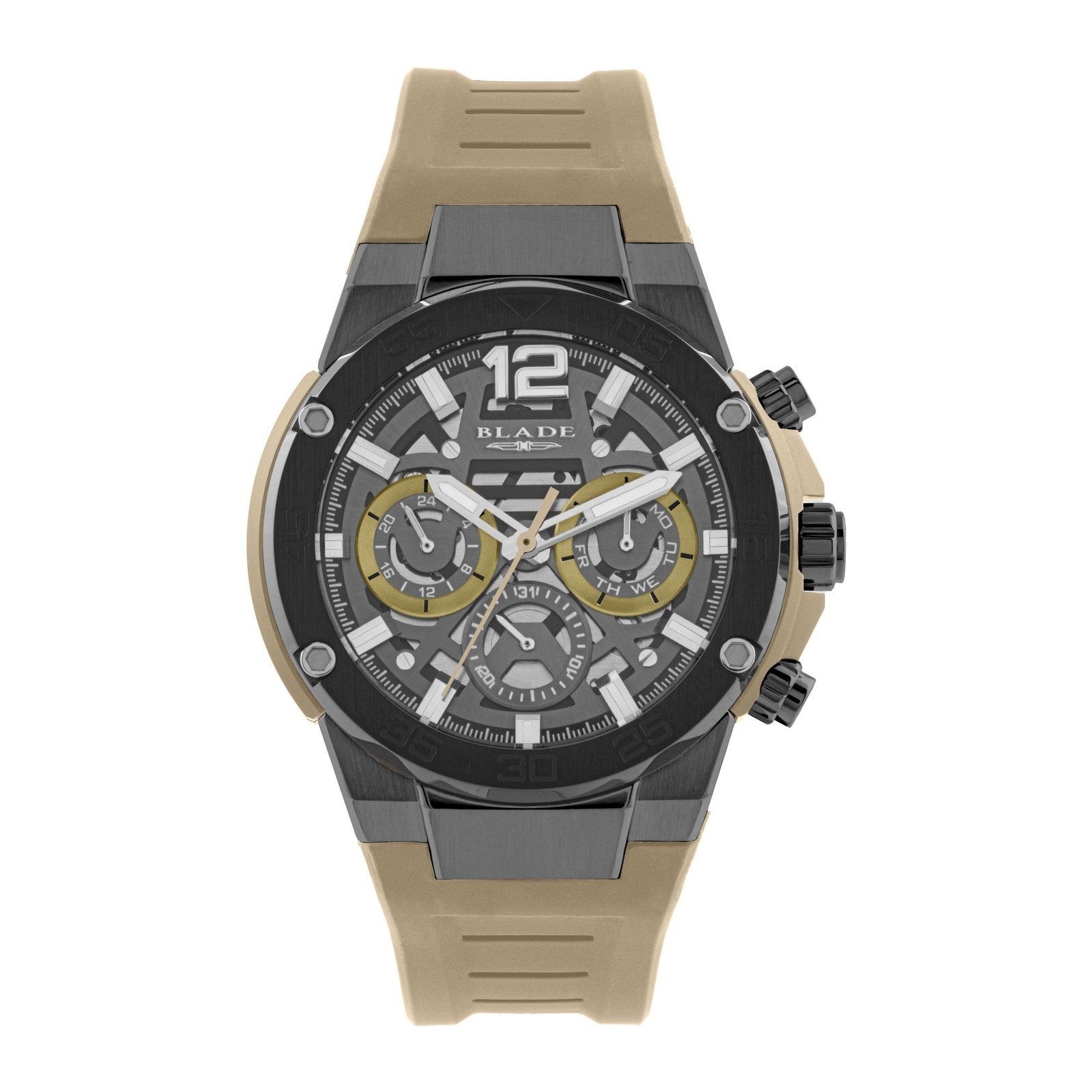 BLADE Swift Desert 3667G5AGD SS & Silicone Strap Multifunction Men's Watch
