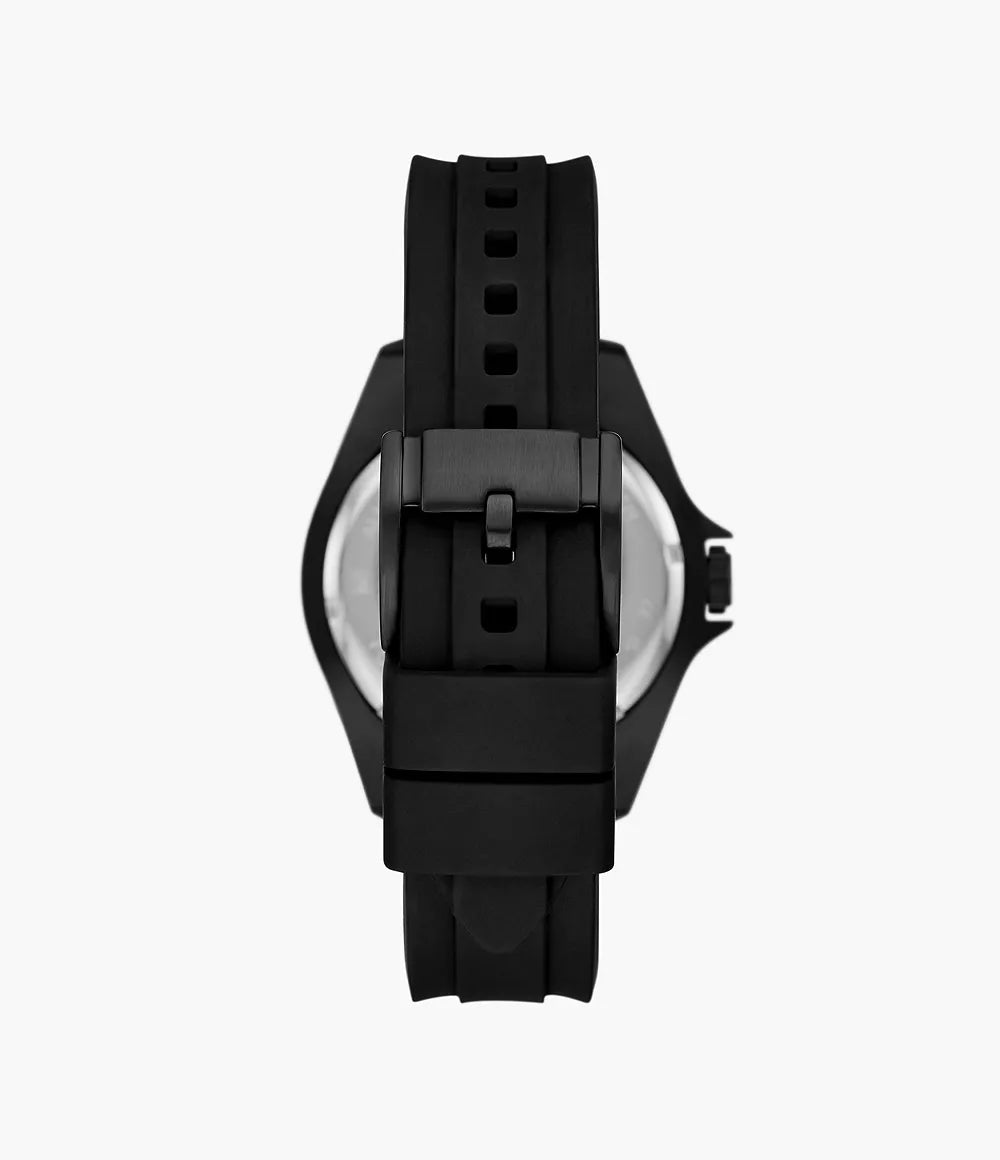 Dalton Three-Hand Black Silicone Watch