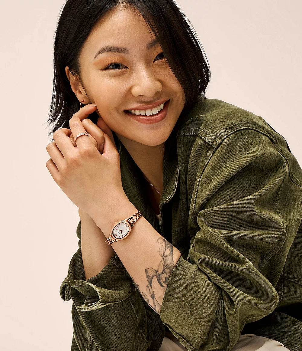 Penny Three-Hand Rose Gold-Tone Stainless Steel Watch