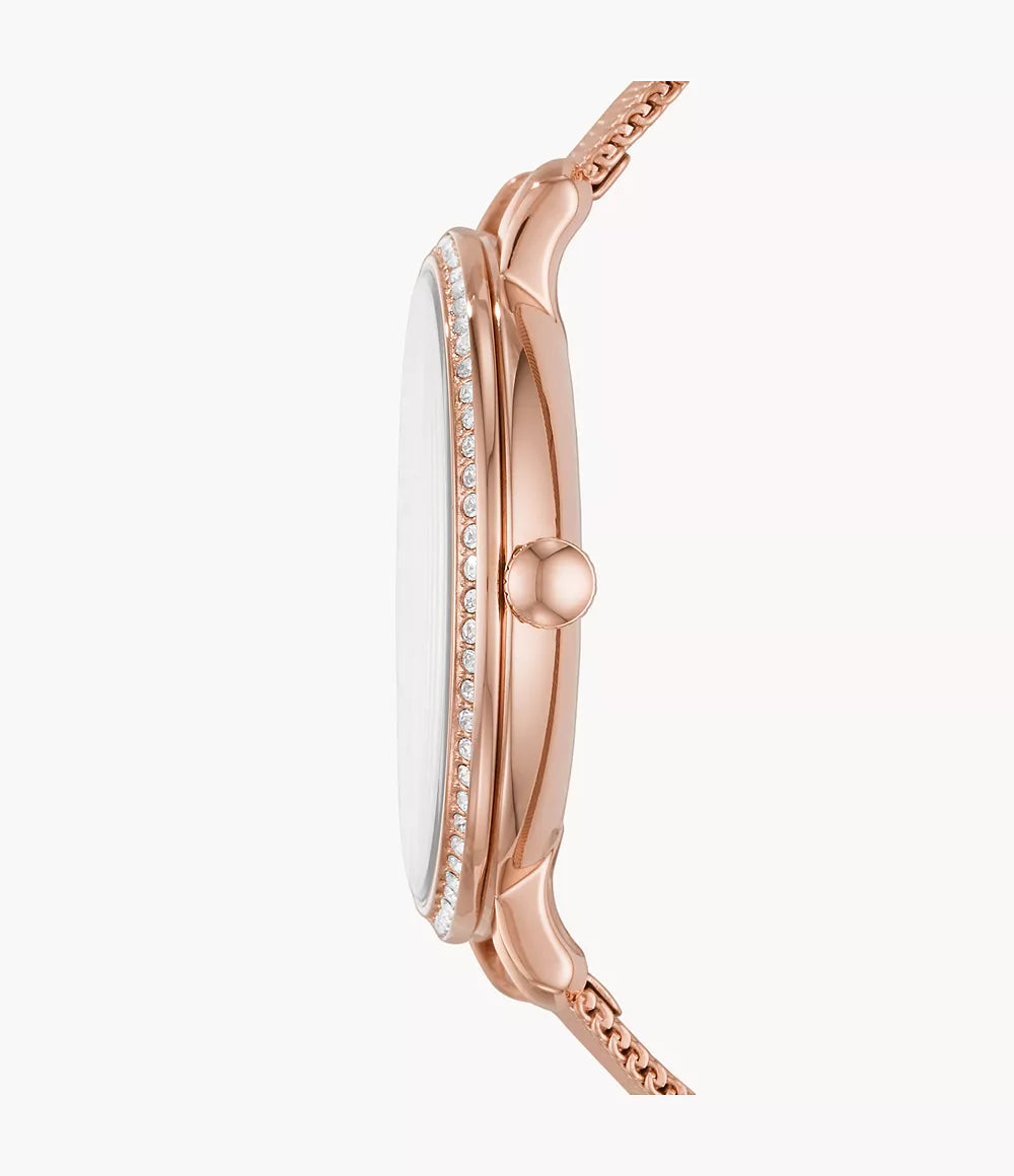 Jacqueline Three-Hand Date Rose Gold-Tone Stainless Steel Watch