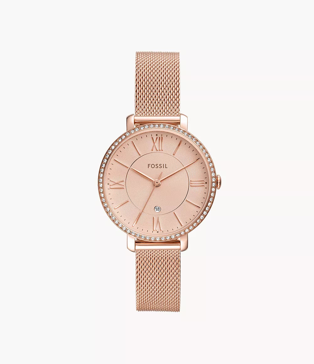 Jacqueline Three-Hand Date Rose Gold-Tone Stainless Steel Watch