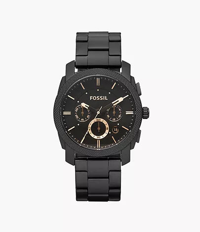 Fossil Machine Mid-Size Chronograph Black Stainless Steel Watch FS4682