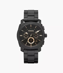 Fossil Machine Mid-Size Chronograph Black Stainless Steel Watch FS4682