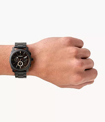 Fossil Machine Mid-Size Chronograph Black Stainless Steel Watch FS4682