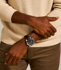 Grant Chronograph Black Leather Watch