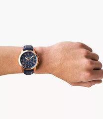 Fossil Grant Chronograph Navy Leather Watch FS4835