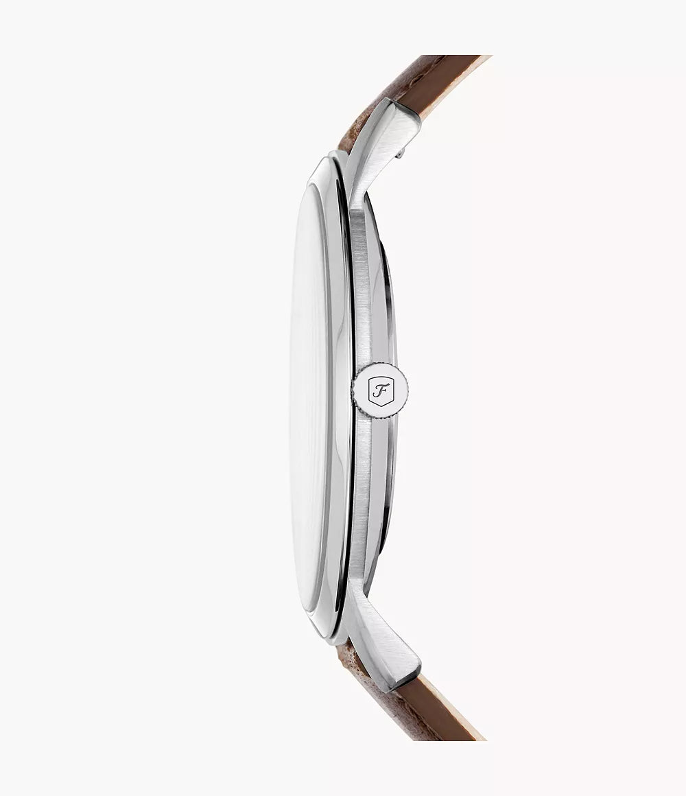 Minimalist Three-Hand Brown Leather Watch