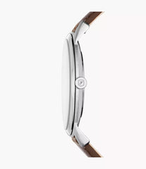 Minimalist Three-Hand Brown Leather Watch