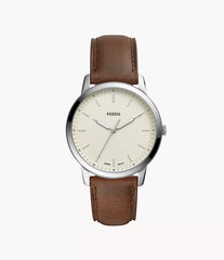 Minimalist Three-Hand Brown Leather Watch