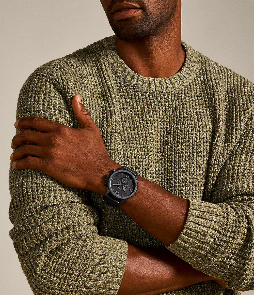 Nate Chronograph Black Stainless Steel Watch